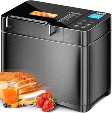 KBS Premium 2LB Convection Bread Maker Dual Heaters, 710W Stainless Steel 17-in-