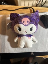 Hello Kitty and Friends Kuromi Plush Stuffed Animal Purple Plaid, White Body 6 