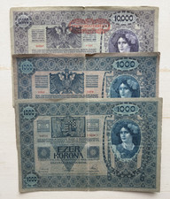 AUSTRIA - HUNGARY 1000 KRONEN   1902  2  TIPE of NOTES, 10000 KRONEN 1918