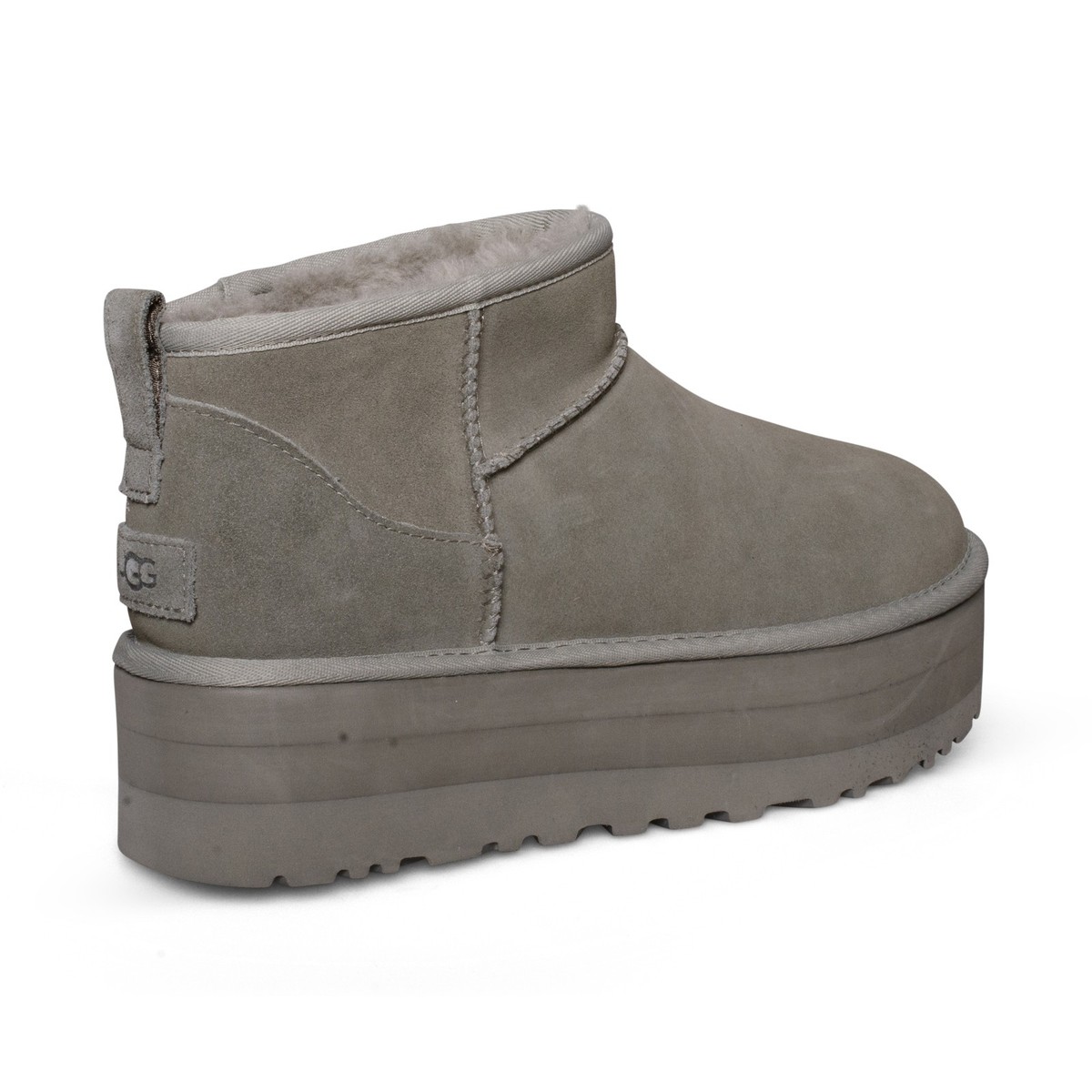 UGG CLASSIC ULTRA MINI PLATFORM MOSS GREEN FUR SUEDE WOMEN'S BOOTS