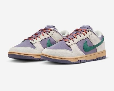 Nike Dunk Low Colorblock Purple Green Beige Suede Fabric Sneaker Unisex