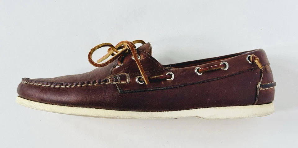 Ralph Lauren Polo Merton Para hombres Cuero Barco Zapatos Marrón Talla 10D Foto 4 de 4