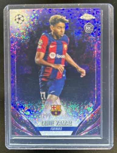 2023-24 Topps Chrome UEFA Lamine Yamal RC Violet Speckle Refractor Rookie #/299