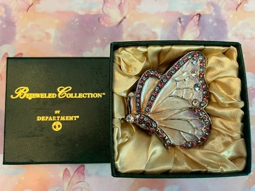 Department 56-Bejeweled  Butterfly Jeweled Box, Pink 2.5" #56.31472