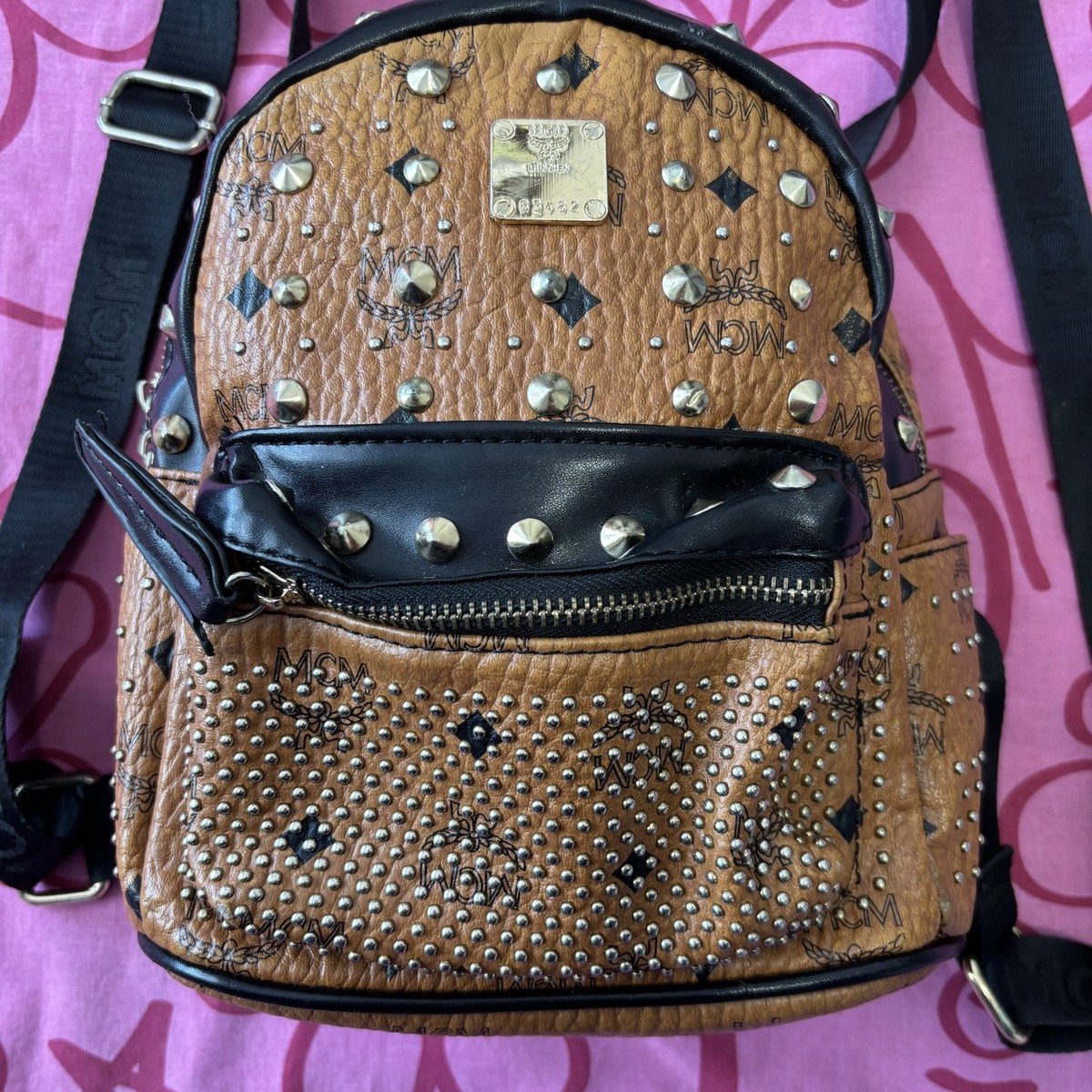 MCM Stark Visetos Cognac Small Backpack | eBay display picture 1