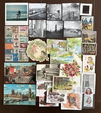 Lot of Vintage Photos, Stamps & Other Ephemera Scrapbook & Junk Journal Items