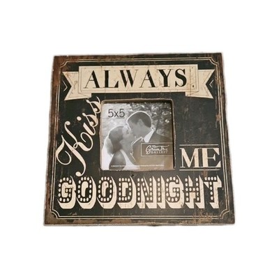 Green Tree Gallery Photo Frame DISTRESSED Wood ALWAYS KISS ME 5''x 5'' Picture  