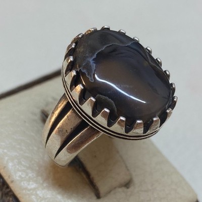 yemen agate aqeeq stone sterling silver mens ring 925 natural agate عقيق خرائطي