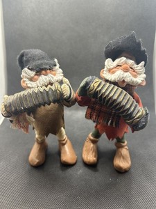 Simpich Elf Jacques Handmade Figurine Pair Accordion Players Gold Sticker