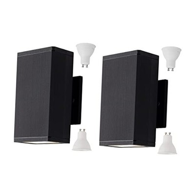  8in Modern Outdoor Patio Light with 2 5W LED GU10 Replaceable Bulbs in Matte 