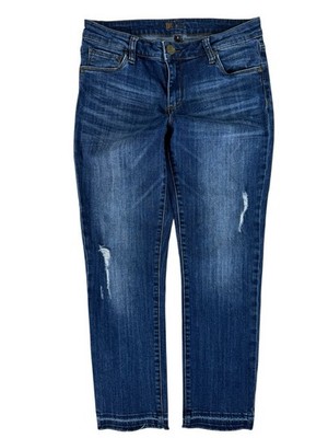 Kut From The Kloth Dark Wash Distressed Mid-Rise Slim Ankle Denim Jean Women's 6