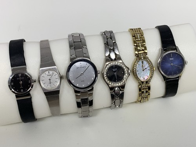 #ad Vintage 6pc Ladies Watch Lot Seiko Skagen Citizen Pulsar Parts Repair $87.50