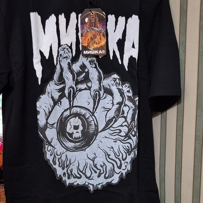 Mishka MEK5-001 Men s Black Graphic Print Crew Neck Short Sleeve T-Shirt M