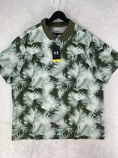 Under Armour Shirt Men's 2XL Green Floral All Over Print Matchplay Golf NEW 60