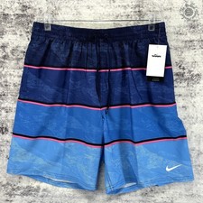 NWT Nike Wave Stripe 9" Volley Swimsuit Shorts - Blue - Men's XL - NESSF550-440