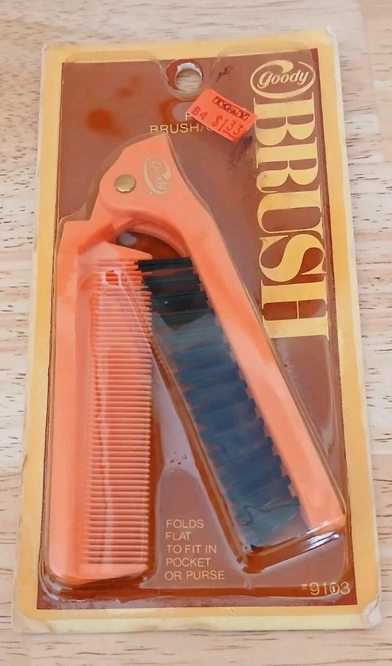 De colección 1975 Goody #9103 Plegable Naranja Cepillo/Peine Nylon Cerdas EE. UU. Nuevo Foto 3 de 4