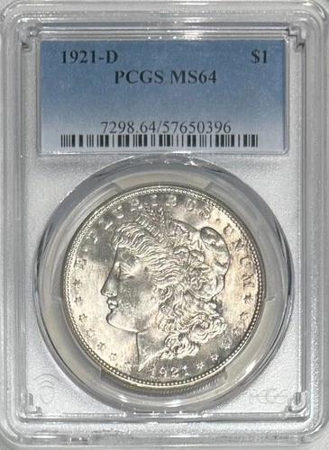 1921-D Morgan Silver Dollar, PCGS MS 64