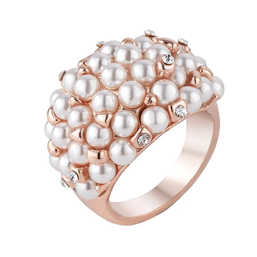 Anillos de Moda Oro Rosa Perla