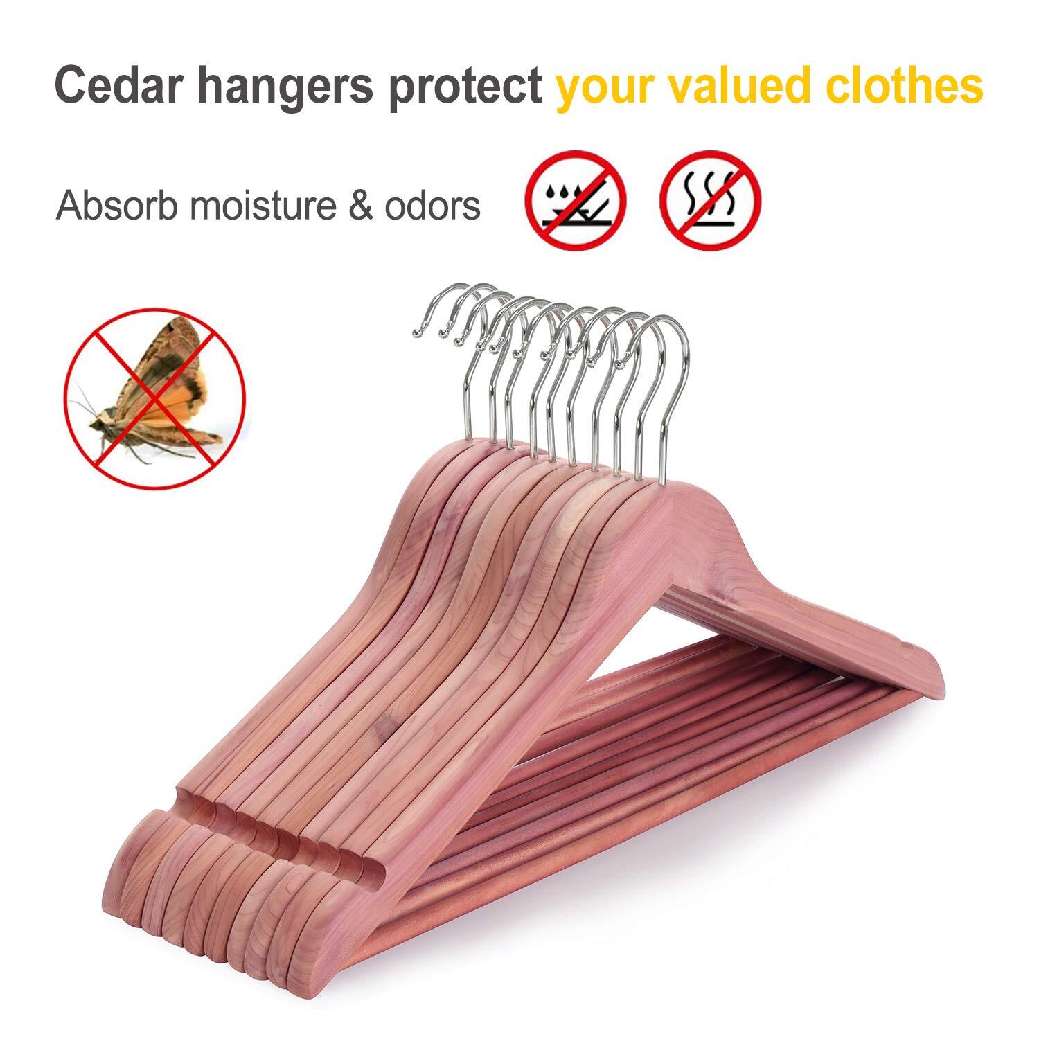 	TOPIA HANGER Wooden Coat Hangers 10-Pack Natural Cedar 360° Hook	