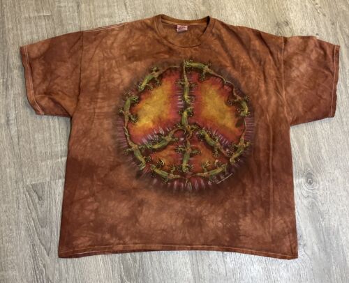 David Penfound T-Shirt 3XL Brown Tie Dye Peace Gecko Graphic Hippie