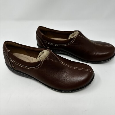 Clarks Ashland Joy Women's Shoes 7M dark tan Leather Slip On Casual Loafers