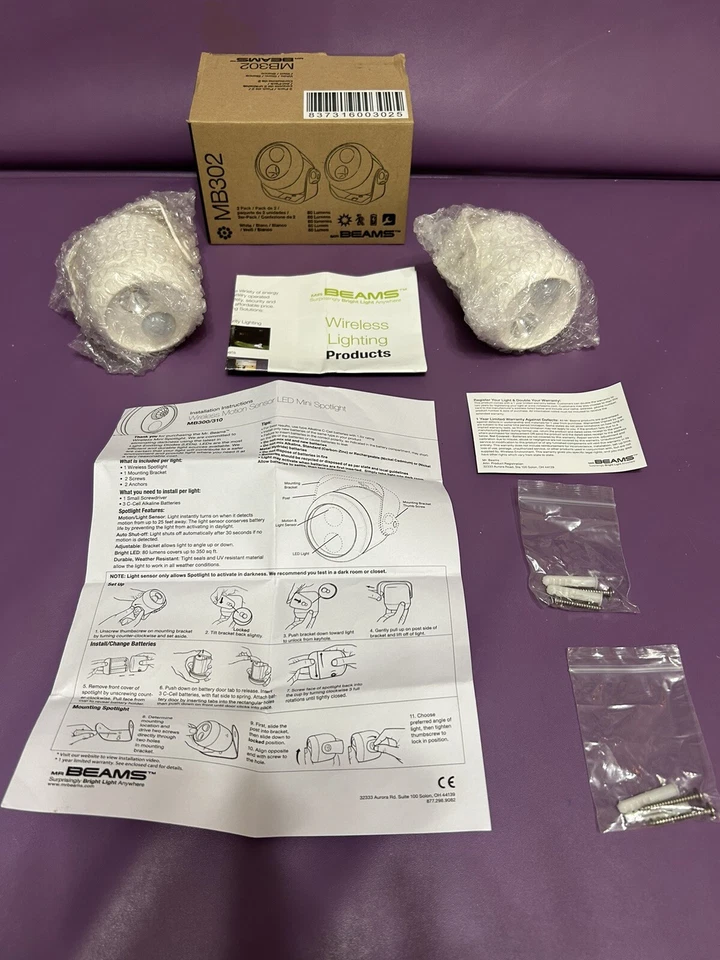 Mr Beams Wireless Motion Sensor LED Spot Light Easy Install No-Wire White (2pck) - Image 3 of 4