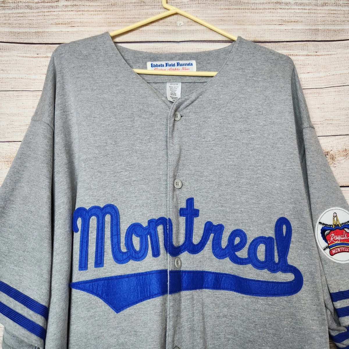 Montreal Royals Ebbets Field Flannels Jersey XXL Gray Button #9 JACKIE  ROBINSON