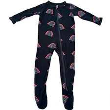 Kyte Baby 6-12 months Black Clementine Rainbow Bamboo Zip Up One Piece Pajamas
