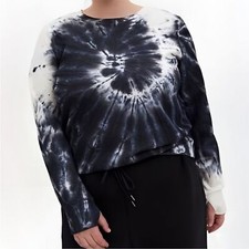 NWT Torrid Active Cupro Tie Dye Sweatshirt White/Black Women's Size 2X
