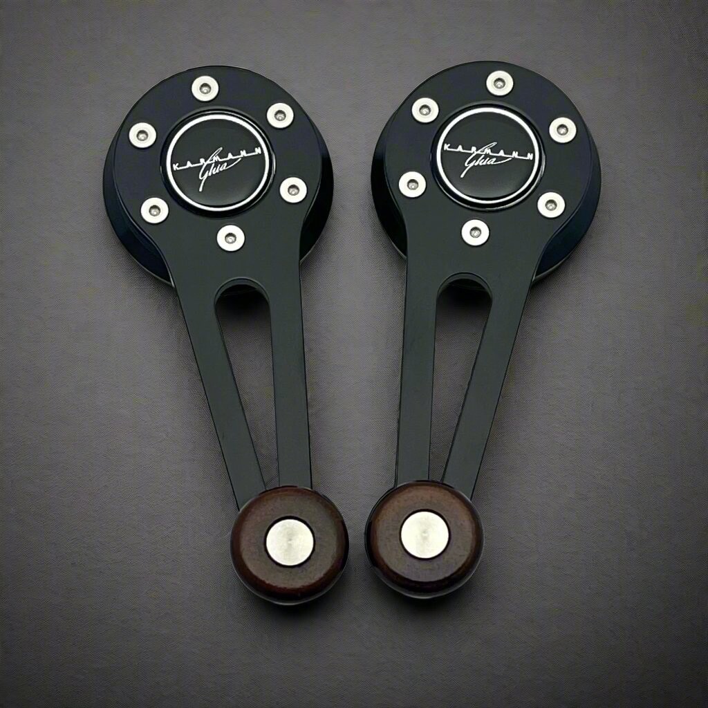 Window Crank SET for 1968-74 VW Karmann Ghia Black w/Wood knobs