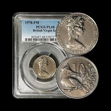 BRITISH VIRGIN ISLANDS. 1978, 10 Cents - PCGS PL68 - Ringed Kingfisher