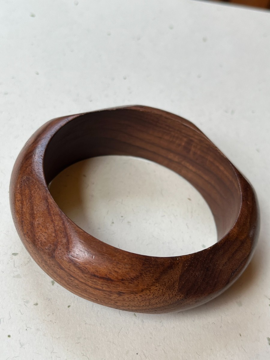 Brown Heavily Grained Wood Wooden Bangle Bracelet – 2.5 inches