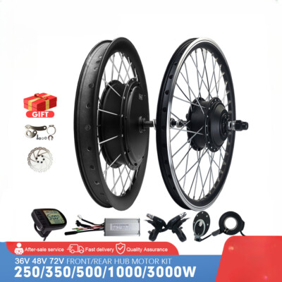 250W-3000W Front Rear Brushless Hub Motor Wheel For E-bike Conversion Kit 