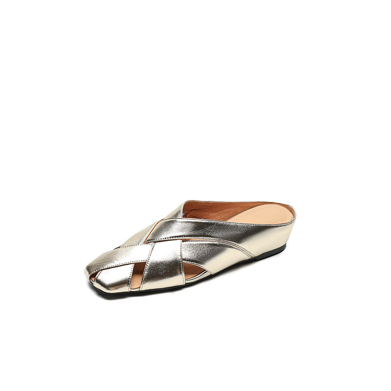 PANTOFOLA D’ORO Sandali donna pelle francese retrò punta intrecciata punta quadrata tacco inclinato