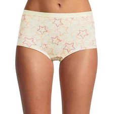 No Boundaries Women's Cotton Shine Boyshort Panties Size LARGE Lemon Star Prin