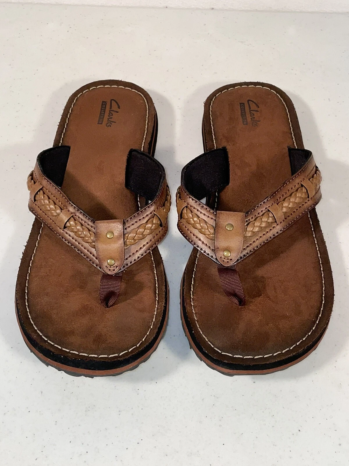 CLARKS Collezione di Clark's. Sandali da donna 10M in pelle marrone. 15906.