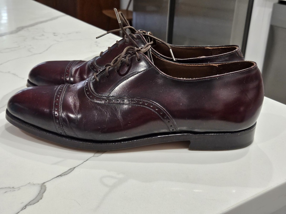 ET Wright VTG Mens Sz.9 Oxford Burgundy Leather Dress shoes Vibram Soles Italy‎ E.T. Wright Men main image 4