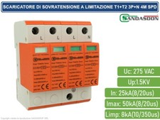 SCARICATORE LIMITATORE DI SOVRATENSIONE TIPO T1+T2 3P+N 4M SPD A LIMITAZIONE