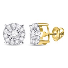 10kt Yellow Gold Womens Round Diamond Stud Earrings 1/2 Cttw
