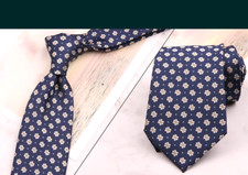 New Classic Polka Dot Blue White JACQUARD WOVEN 100 Silk Men's Necktie Tie