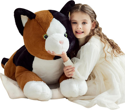 Giant Calico Cat Stuffed Animl Plush Toy,Big Large Jumbo Soft Toys,30'' Huge Size
