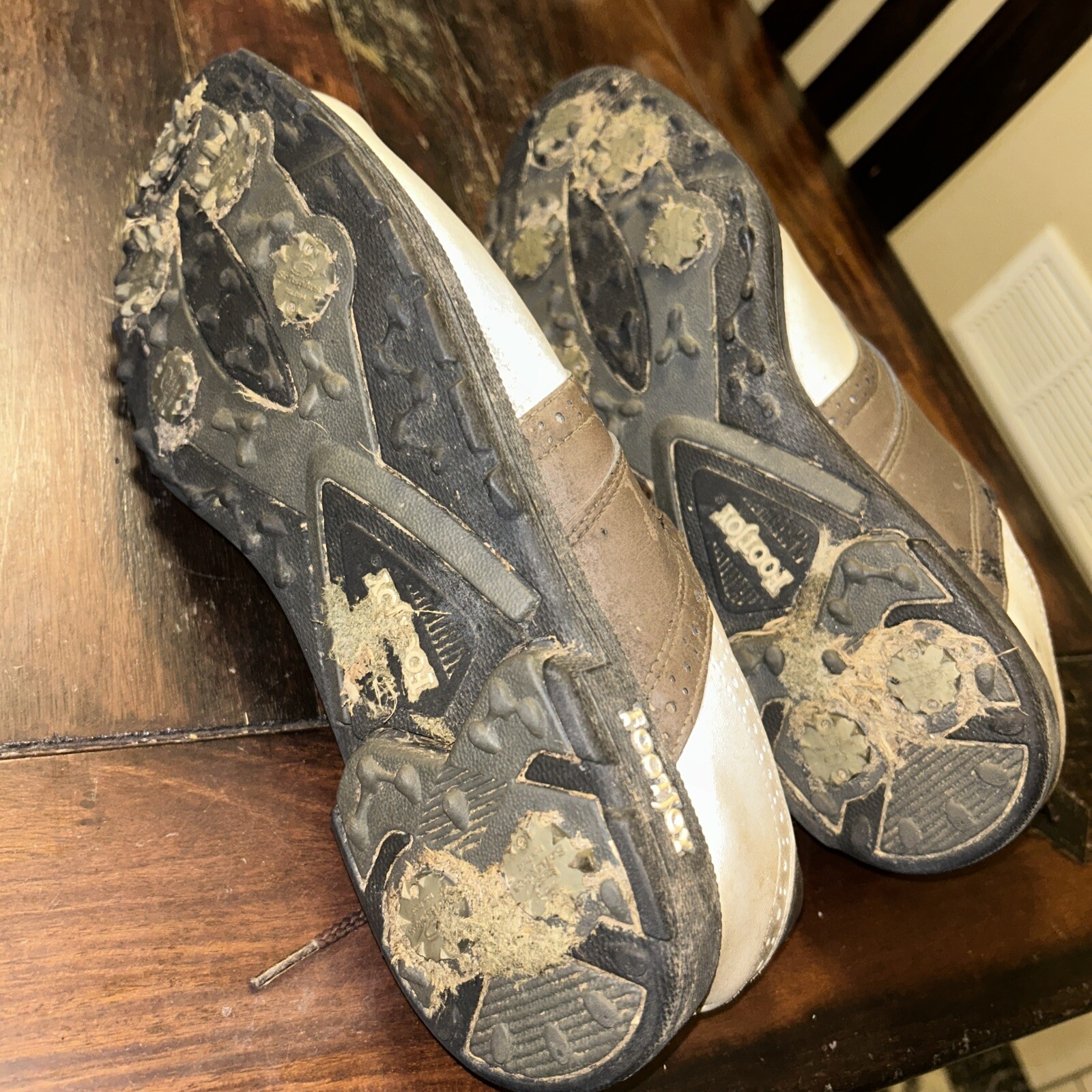 SAOLA FootJoy Greenjoy 45542 scarpe da golf bianco marrone in pelle taglia 8 1 2 M usate