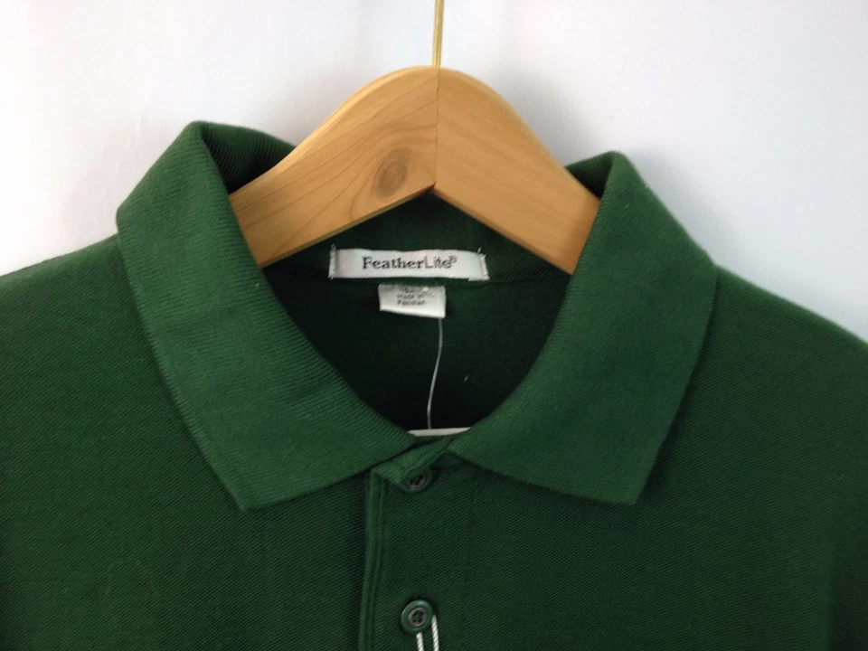 FeatherLite Polo Shirt Large Silky Soft Knits Forest Green Poly/Cotton S/S NWT - Image 3 of 4
