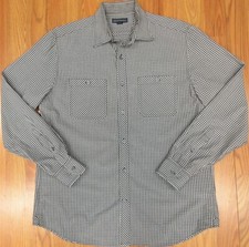 BANANA REPUBLIC REGULAR FIT 100 COTTON WORK SHIRT GRAY  WHITE Sz LARGE, L