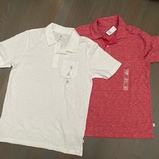 NWT Gap Kids boy SUMMER Uniform 2-piece coral striped white polo SET XXL 14 16