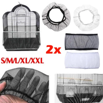 2x Nylon Pet Bird Cage Cover Seed Catcher Shell Skirt Guard Mesh Net Mesh Tid