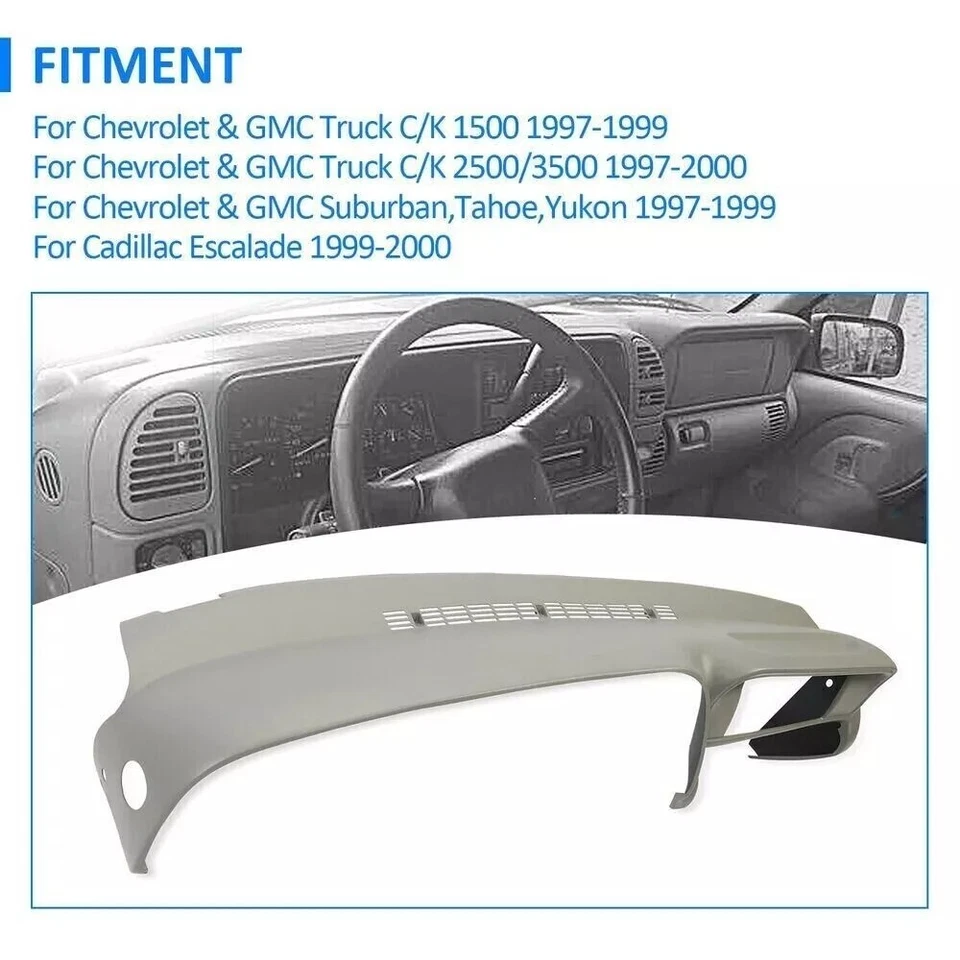 NEW Molded Dash Cover Cap For 1997 97-99 00 GMC SUVs & Trucks in Medium Grey - Image 3 of 4