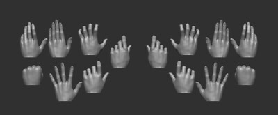 Bare Female Hands Collection Set of 14 1:10 scale custom unpainted 7'' Figure