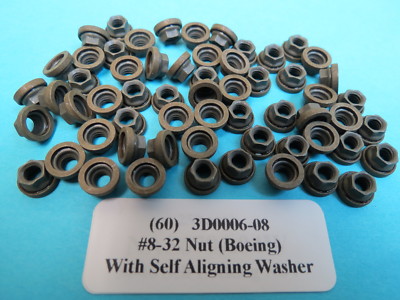60) Aerospace #8-32 Nut With Captive Self-Aligning Washer Boeing