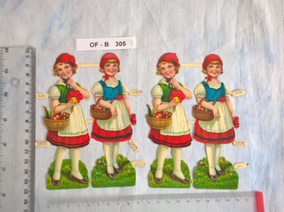 OF-B305 i: 2x 2 Rotkäppchen, ZuM,  33575 Oblate Scraps Glanzbild Prägedruck 3D
